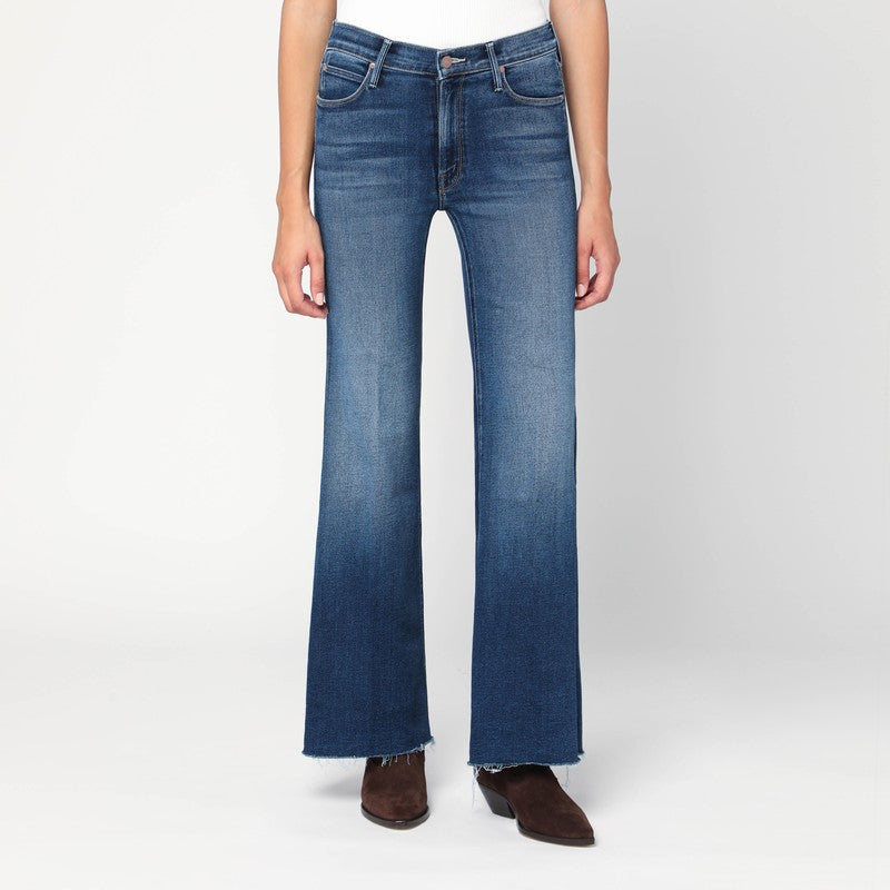 Mother Lil Doozy Fray Flared Jeans Blue