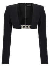 David Koma Top 3d Crystsal Chain And Square Neck Black