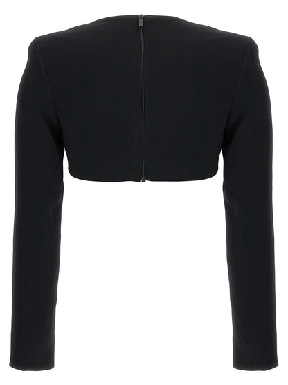 David Koma Top 3d Crystsal Chain And Square Neck Black