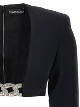 David Koma Top 3d Crystsal Chain And Square Neck Black