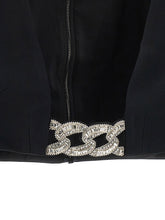 David Koma Top 3d Crystsal Chain And Square Neck Black