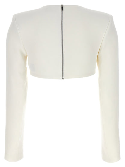David Koma Top 3d Crystsal Chain And Square Neck White
