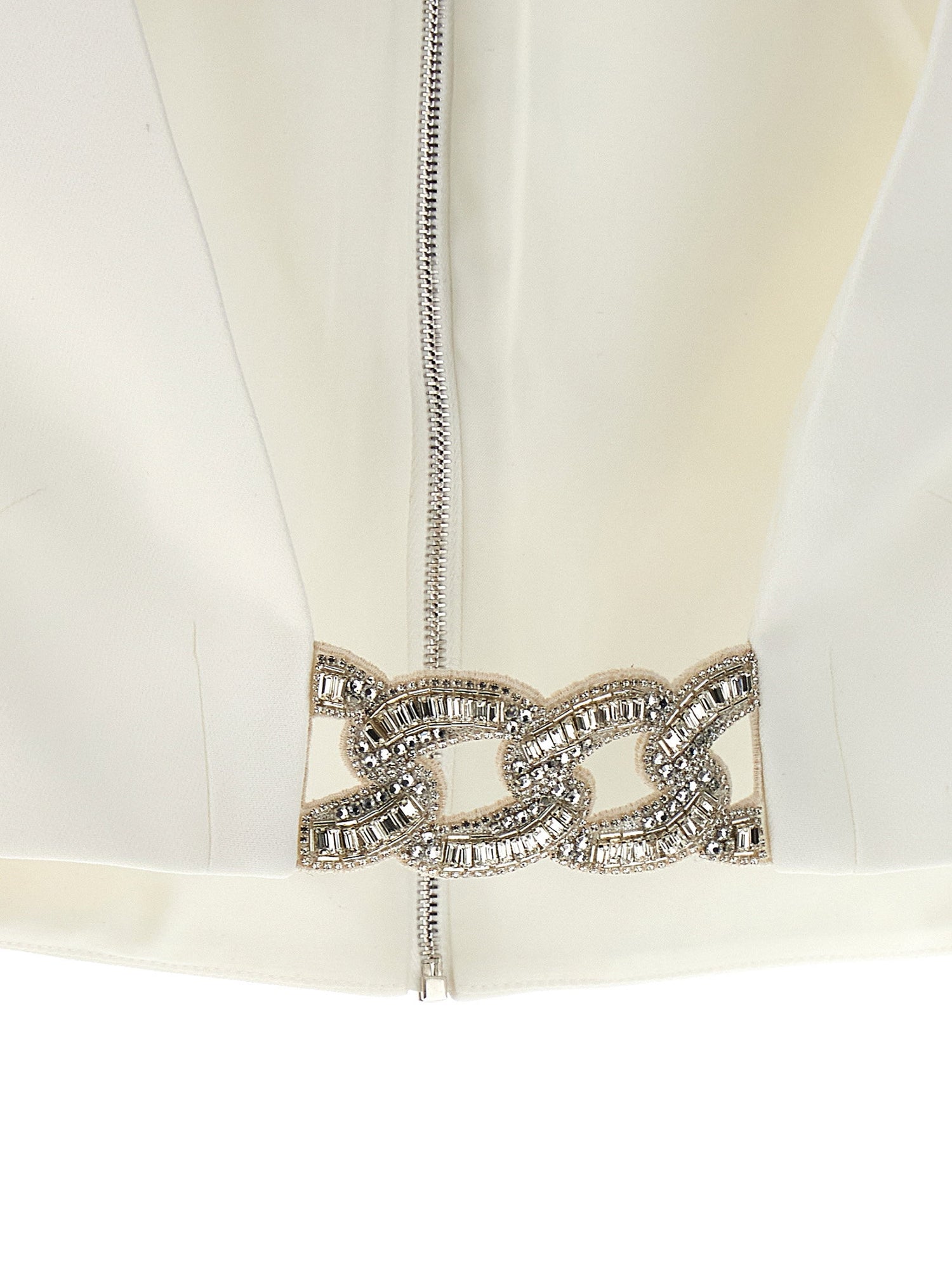 David Koma Top 3d Crystsal Chain And Square Neck White