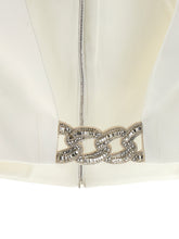 David Koma Top 3d Crystsal Chain And Square Neck White