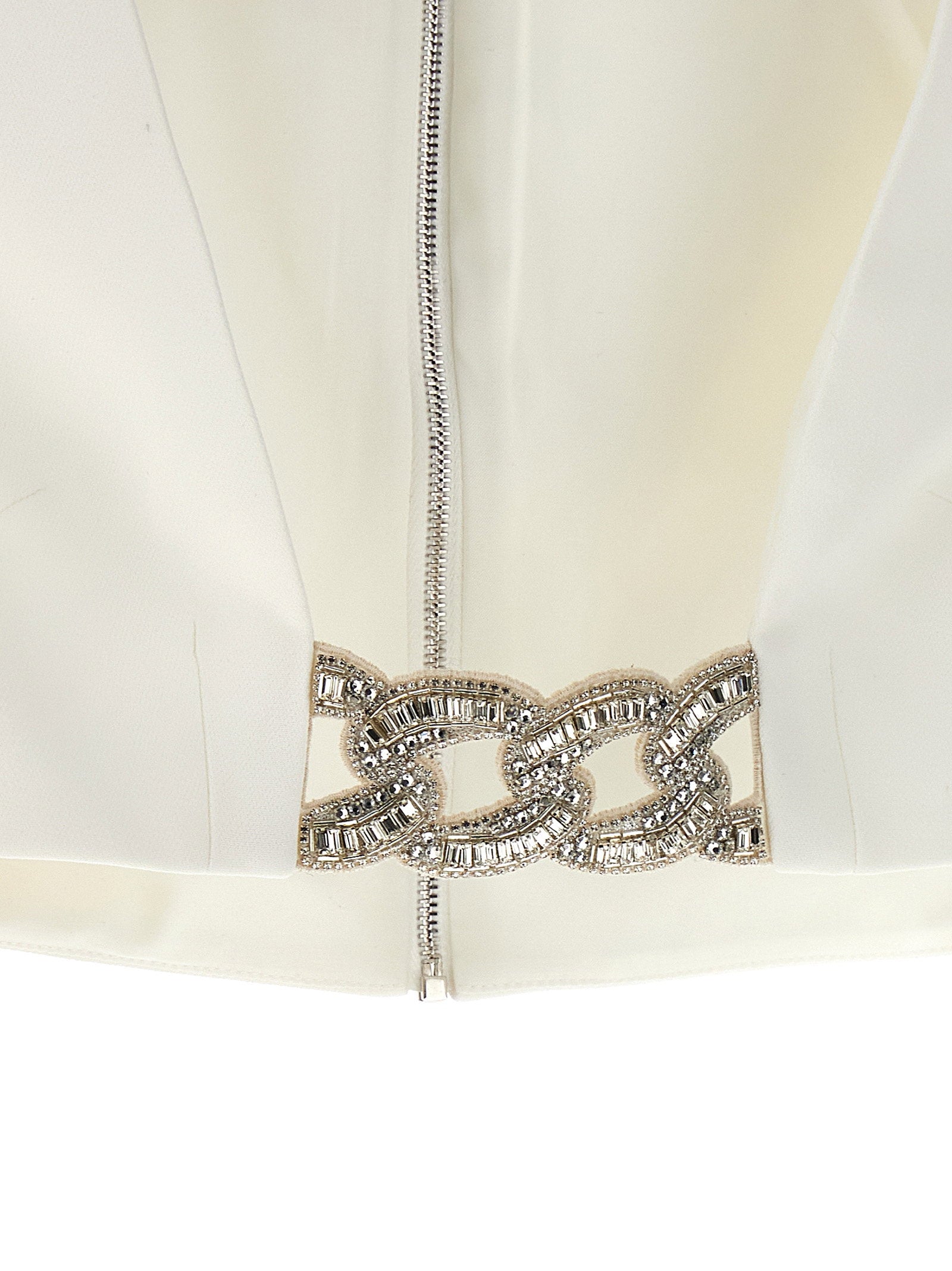 David Koma Top 3d Crystsal Chain And Square Neck White