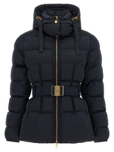 Elisabetta Franchi Belted Down Jacket With Logo Buckle Black  