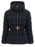 Elisabetta Franchi Belted Down Jacket With Logo Buckle Black  