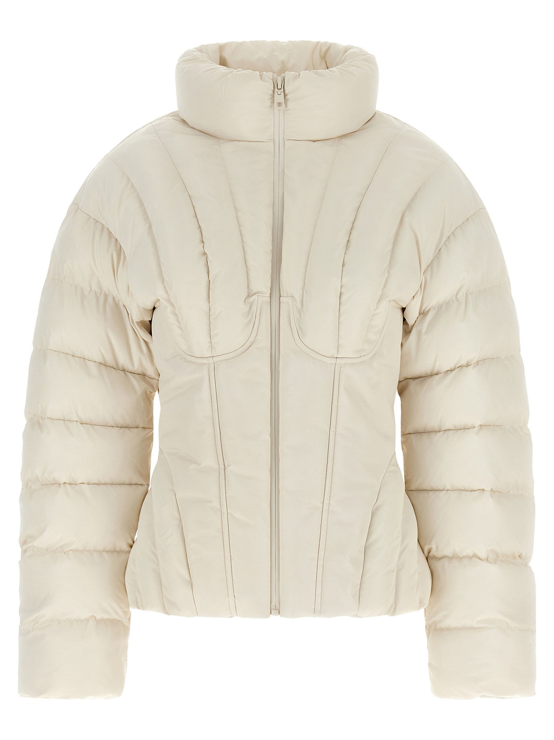 Elisabetta Franchi Exhausted Quilted Down Jacket White