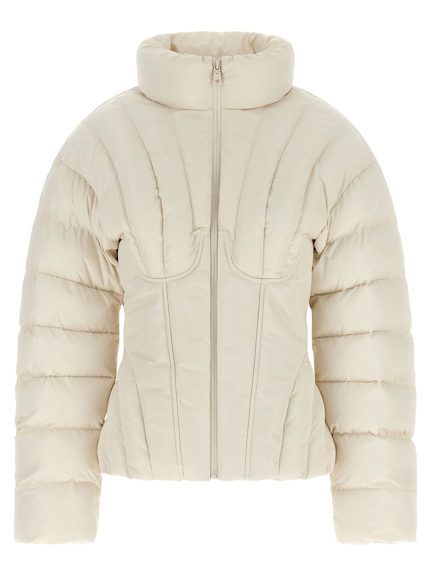 Elisabetta Franchi Exhausted Quilted Down Jacket White