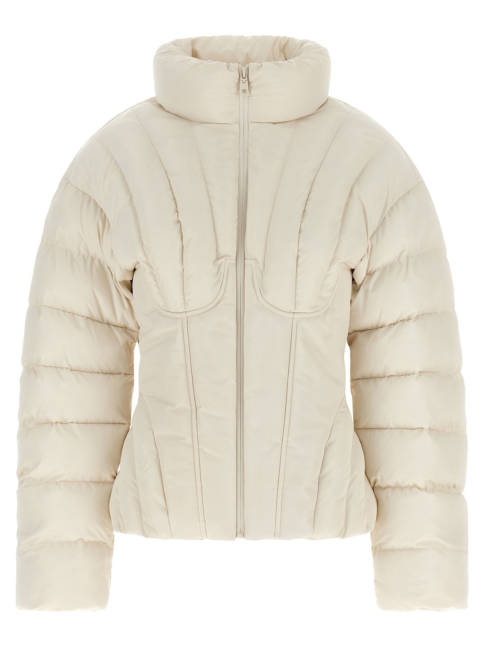 Elisabetta Franchi Exhausted Quilted Down Jacket White
