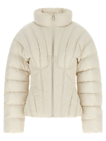 Elisabetta Franchi Exhausted Quilted Down Jacket White