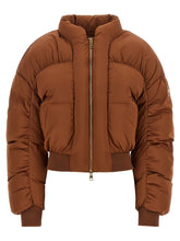 Elisabetta Franchi Down Jacket With Curled Sleeves Brown