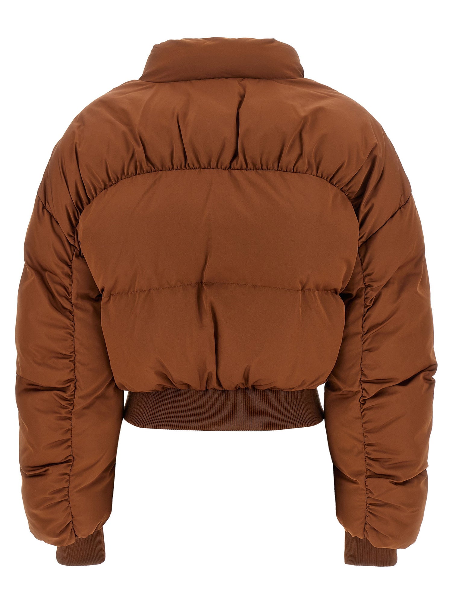 Elisabetta Franchi Down Jacket With Curled Sleeves Brown