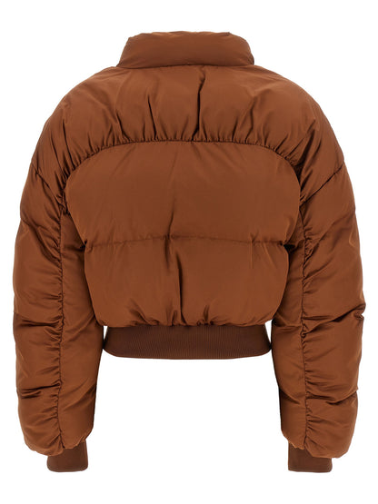 Elisabetta Franchi Down Jacket With Curled Sleeves Brown