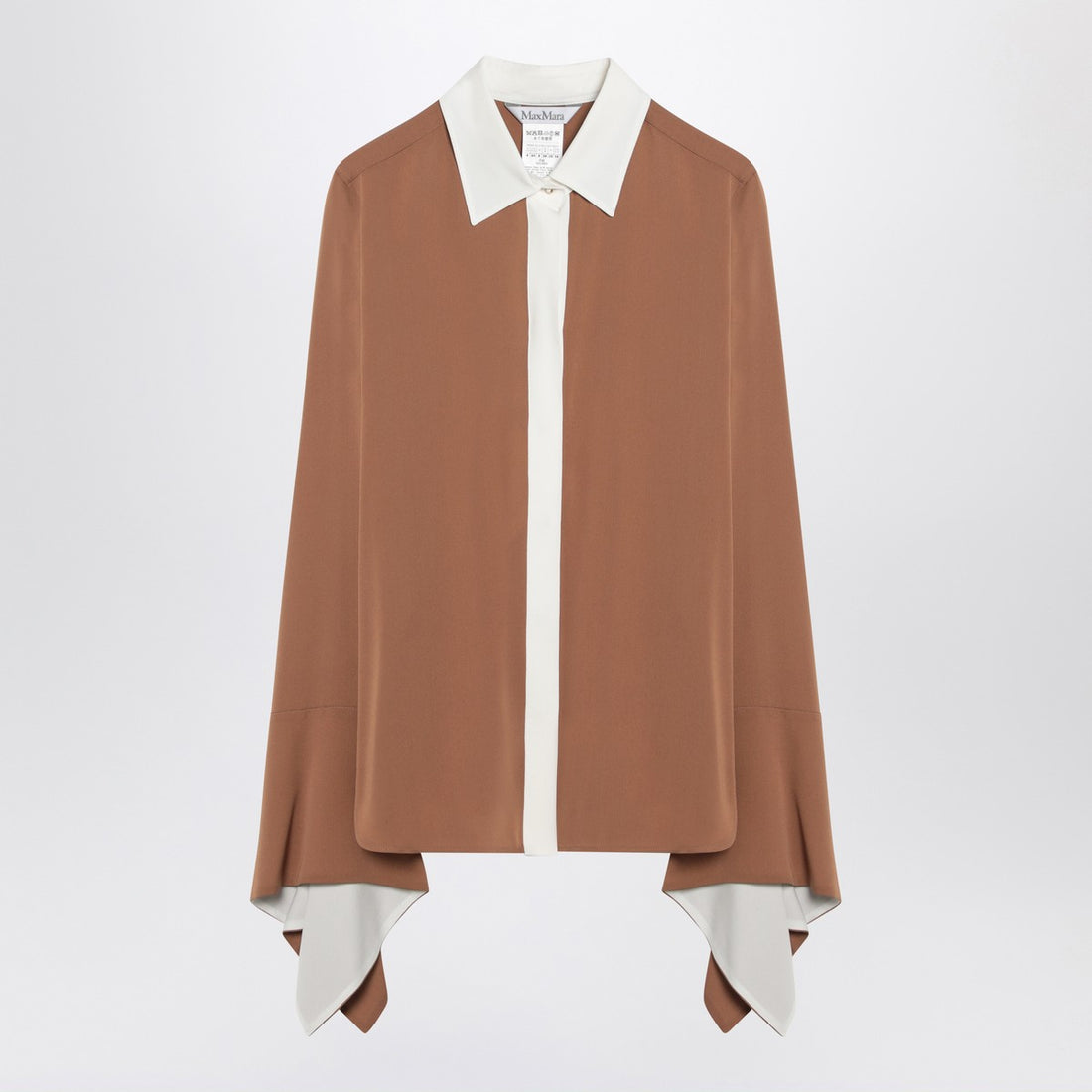 Max Mara Camel Silk Colour-Block Shirt Beige