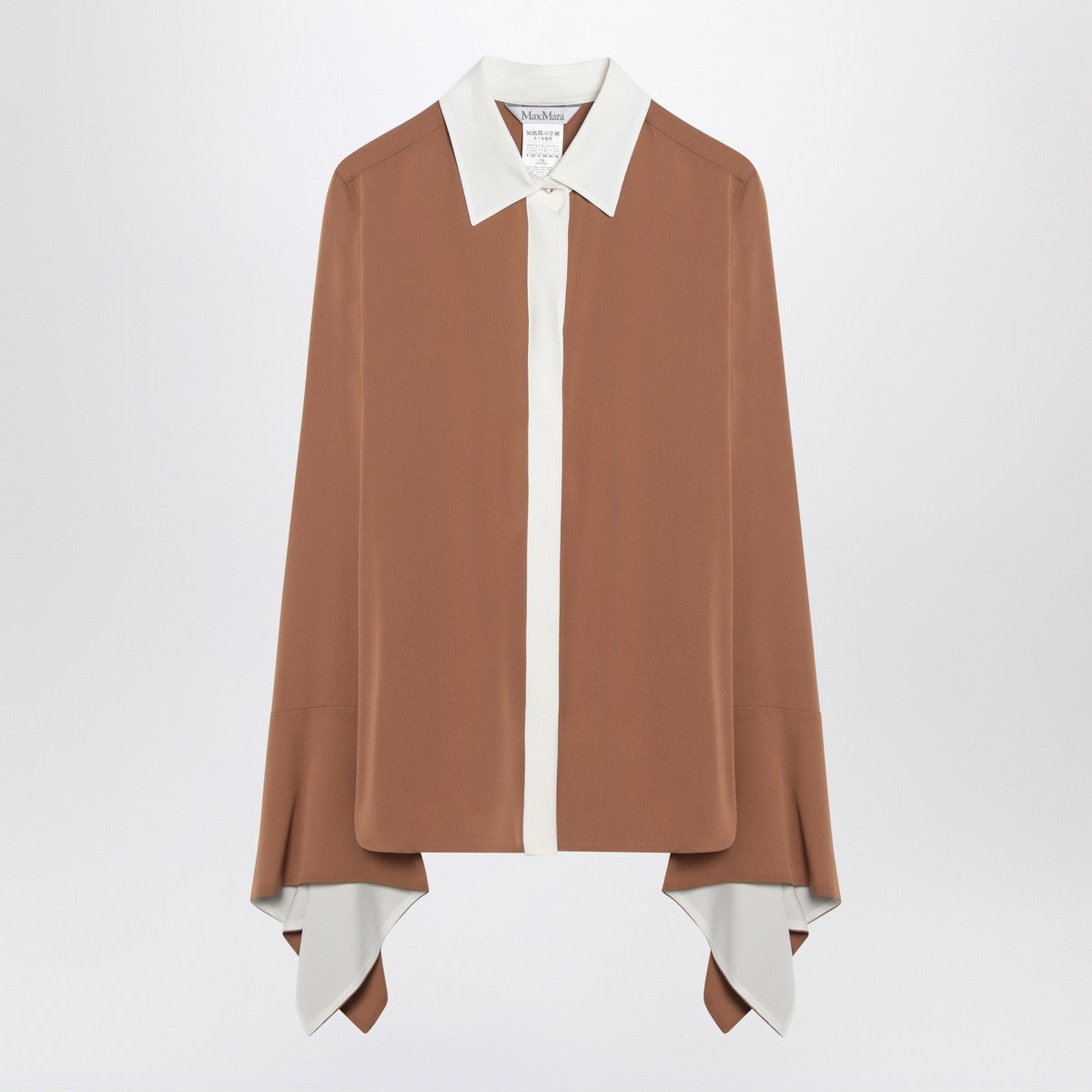 Max Mara Camel Silk Colour-Block Shirt Beige