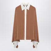 Max Mara Camel Silk Colour-Block Shirt Beige