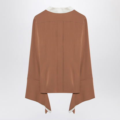 Max Mara Camel Silk Colour-Block Shirt Beige