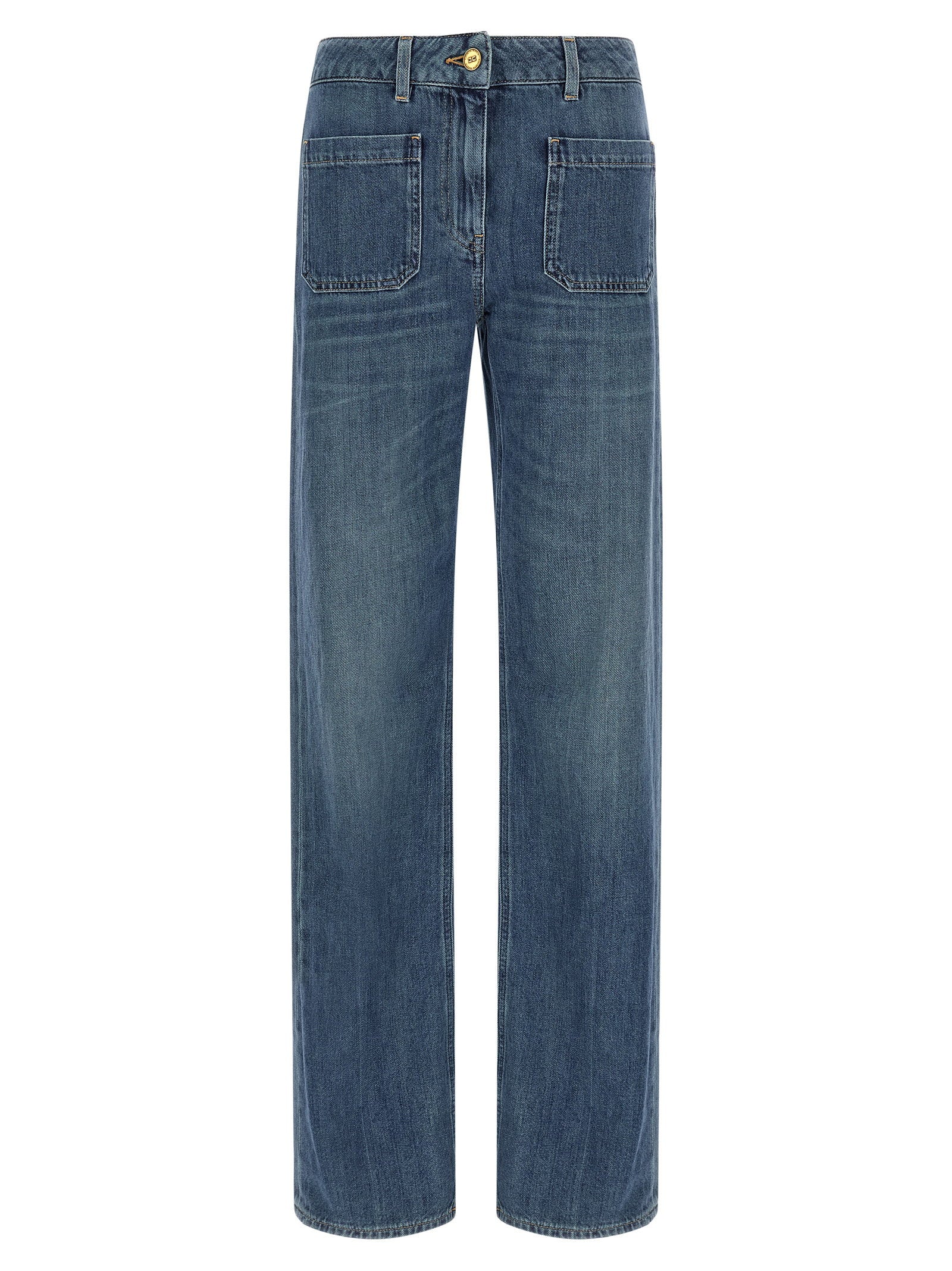 Elisabetta Franchi Logo Embroidery Jeans Blue