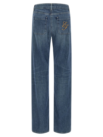 Elisabetta Franchi Logo Embroidery Jeans Blue