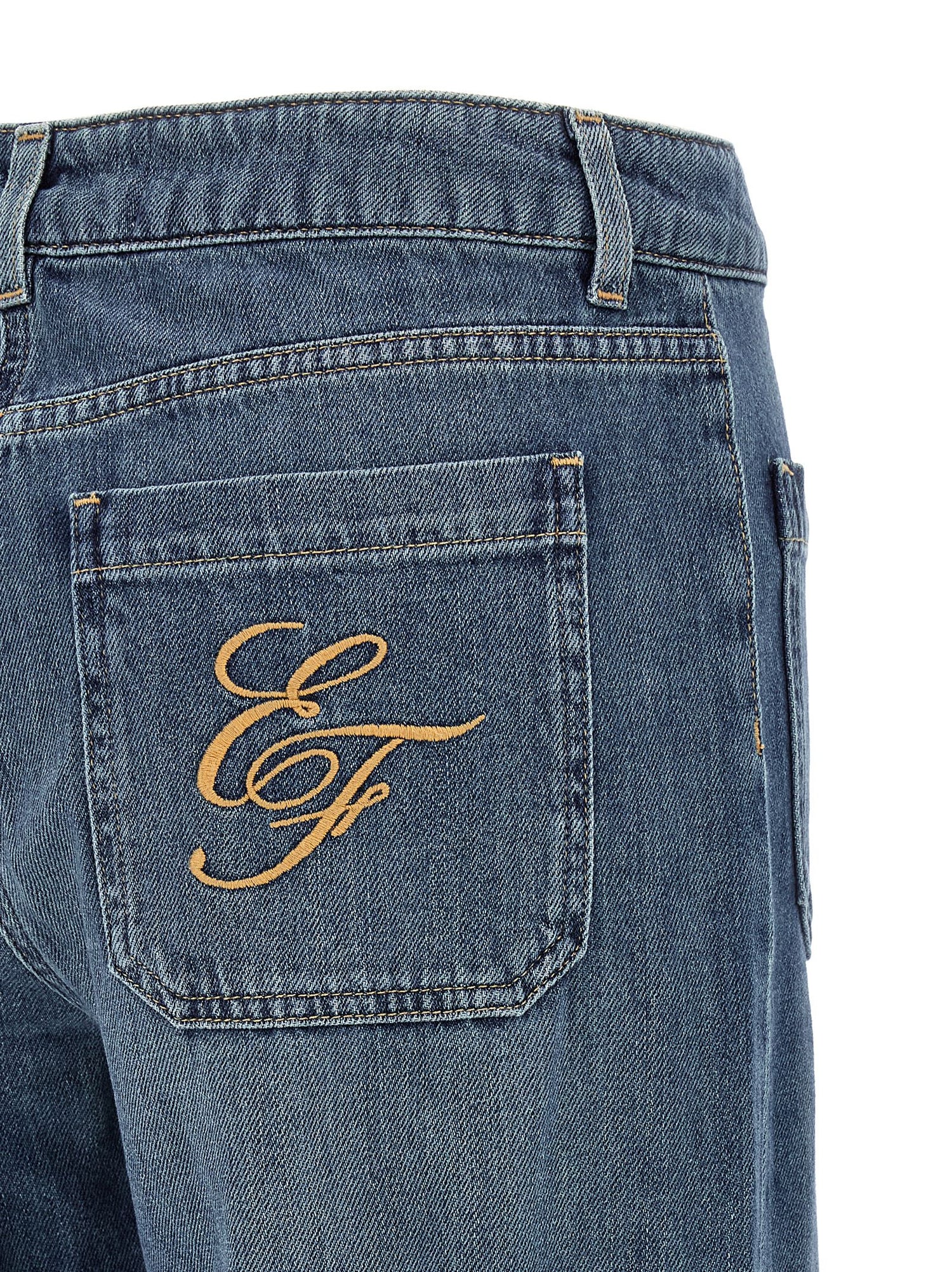 Elisabetta Franchi Logo Embroidery Jeans Blue