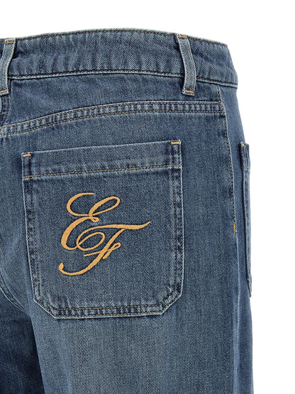 Elisabetta Franchi Logo Embroidery Jeans Blue