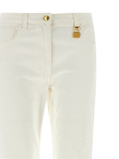 Elisabetta Franchi Jewel Padlock Jeans White