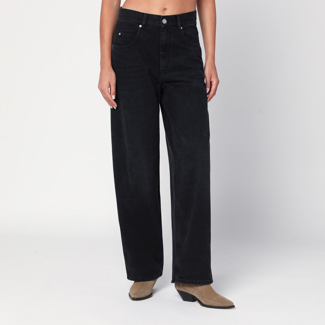 Isabel Marant Faded-Effect High-Rise Black Jeans Black