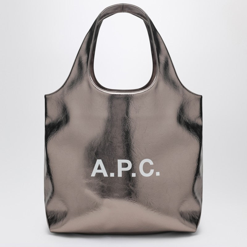 A.P.C. Ninon Metallic Tote Bag in Silver Grey