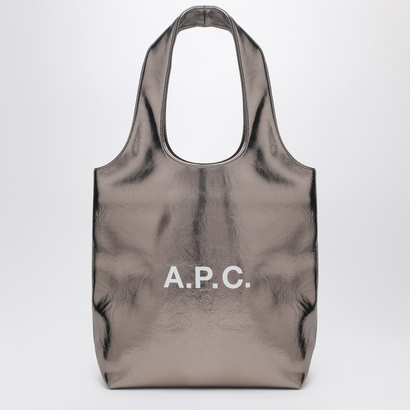 A.P.C. Small Metallic Silver Tote Bag Grey