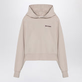 Palm Angels Logo cotton hoodie in light beige beige