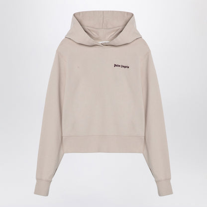 Palm Angels Logo cotton hoodie in light beige beige
