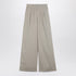 Palm Angels Beige Wide-Leg Cotton Trousers with Logo Patch Beige