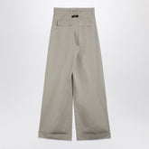 Palm Angels Beige Wide-Leg Cotton Trousers with Logo Patch Beige