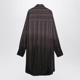 Palm Angels Checkered Shirt Dress with Logo Grey