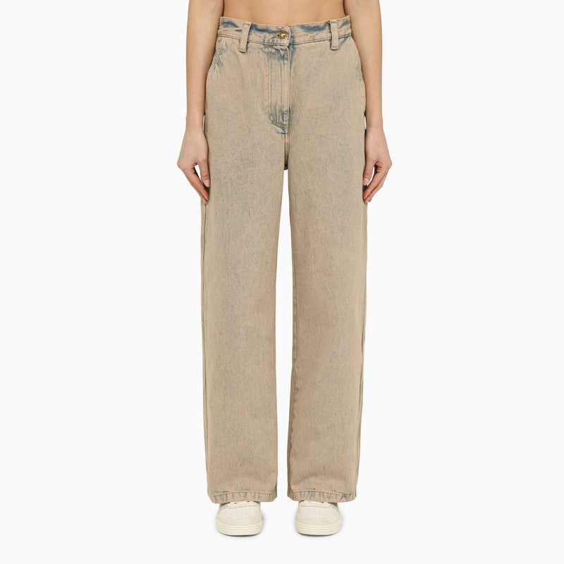 Palm Angels Wide-Leg Pink Denim Jeans Pink