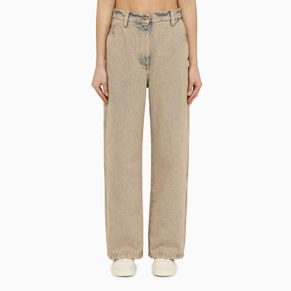 Palm Angels Wide-Leg Pink Denim Jeans Pink