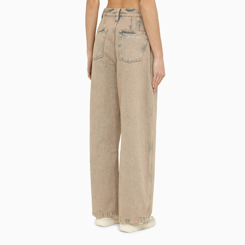 Palm Angels Wide-Leg Pink Denim Jeans Pink
