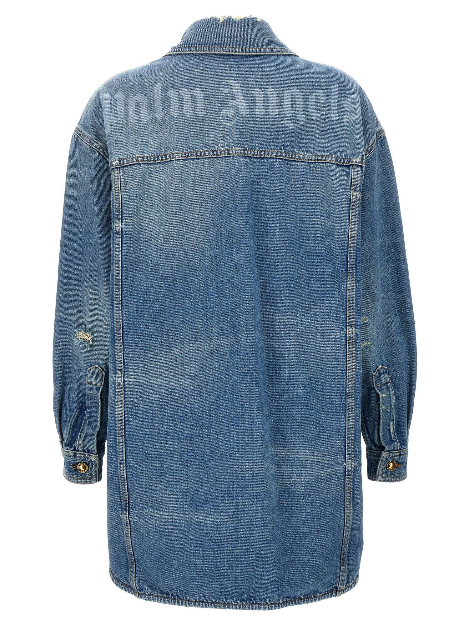 Palm Angels Washed Logo Jacket Light blue