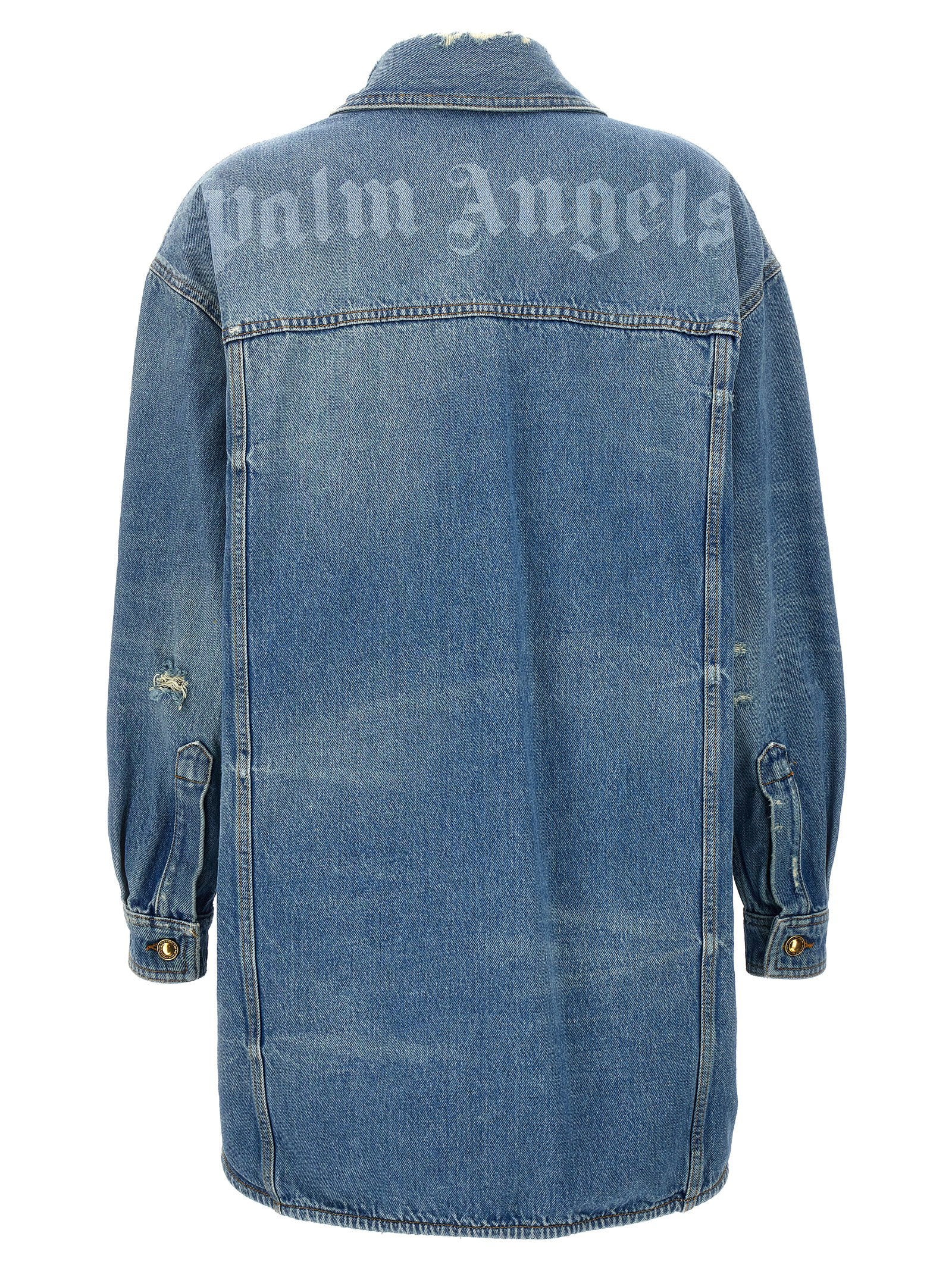 Palm Angels Washed Logo Jacket Light blue