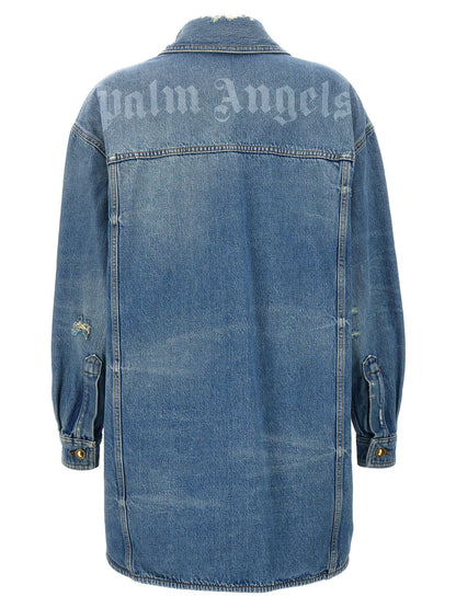 Palm Angels Washed Logo Jacket Light blue