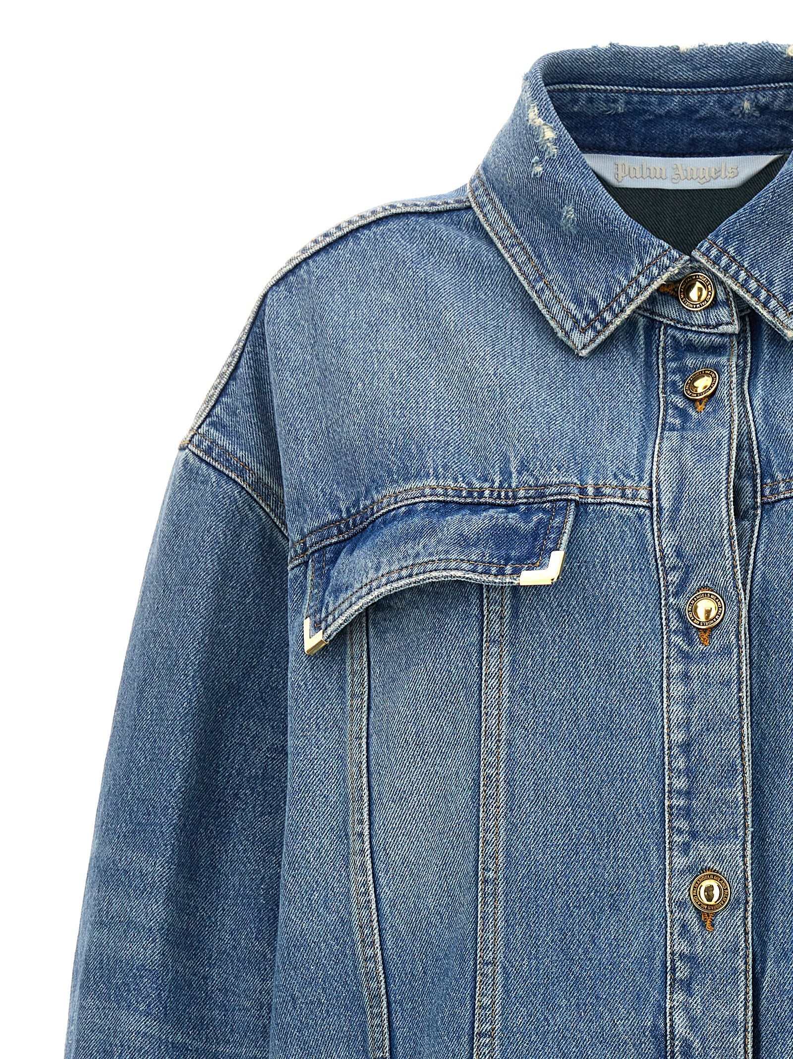 Palm Angels Washed Logo Jacket Light blue