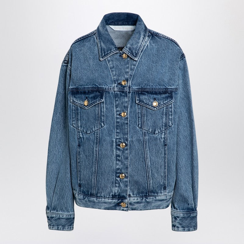 Palm Angels denim jacket with jungle insert blue