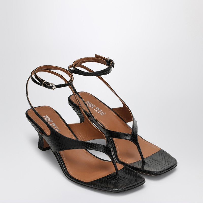 Paris Texas Portofino Croc-Effect Leather Thong Mules Black