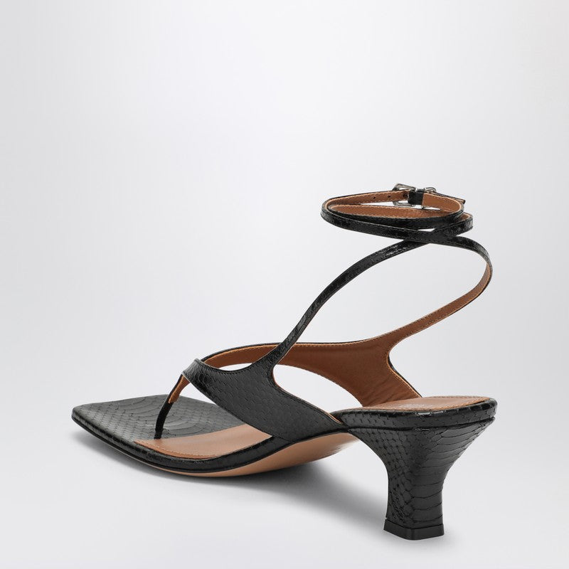 Paris Texas Portofino Croc-Effect Leather Thong Mules Black