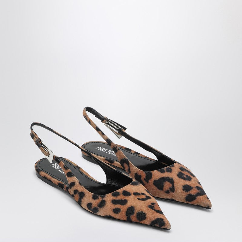 Paris Texas Leopard Print Suede Pointed Slingback Ballerinas Multicolor