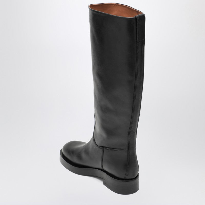 Paris Texas Knee-High Black Leather Boots Black
