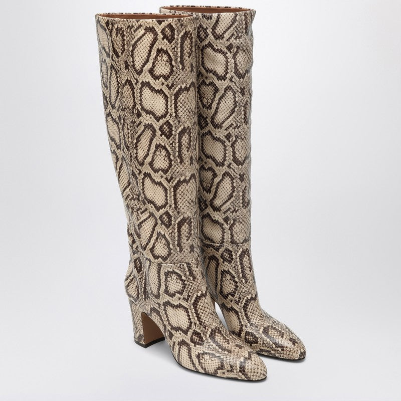 Paris Texas Lavinia Python-Printed Leather Knee-High Boots Multicolor