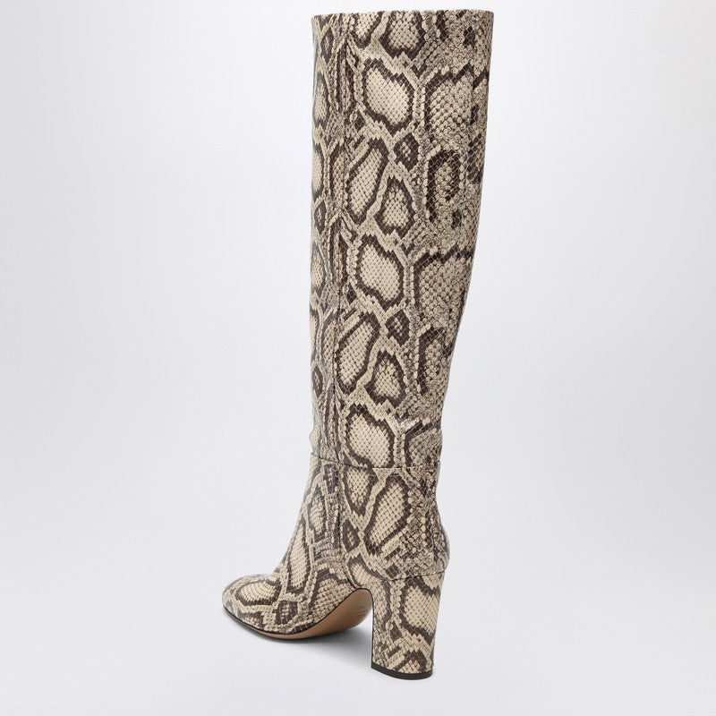 Paris Texas Lavinia Python-Printed Leather Knee-High Boots Multicolor
