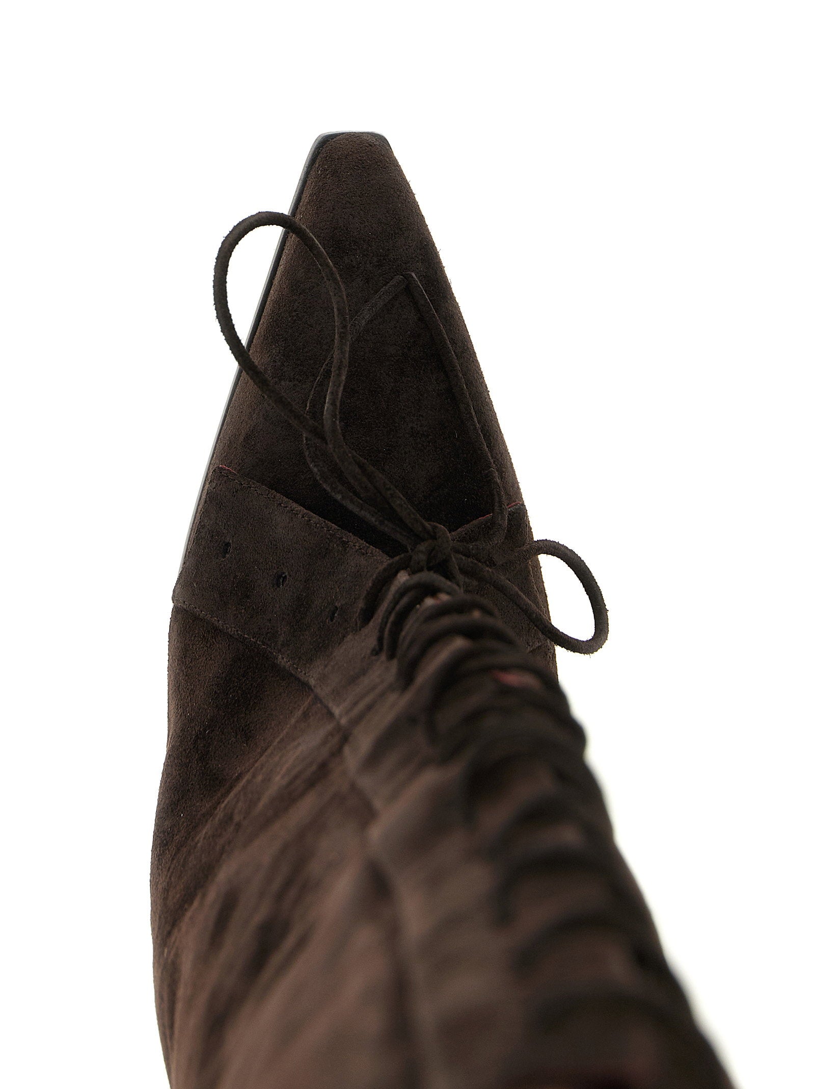 Paris Texas Jane Fold Over Lace Up Boots Brown